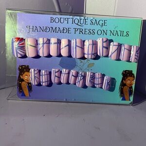 Boutique Sage Lavender and Red Press-On Nails